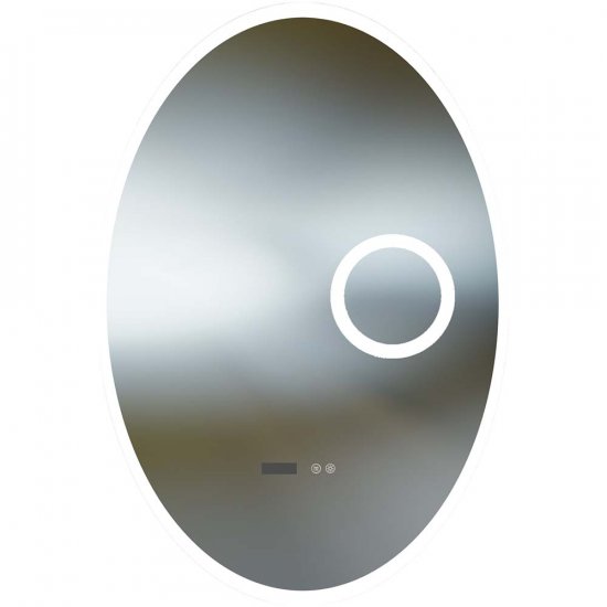 Lustro owalne LED RADIANCE 50x70 z włącz. dotykowym, lustrem powiększ., matą grzewczą i zegarem