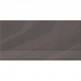 Gres zdobiony stopnica KANDO graphite polished 29,55x59,4 gat. I