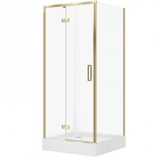CERSANIT Kabina prysznicowa LARGA lewa 80x80x195 złota mat z brodzikiem TAKO 80x16 S4026-019