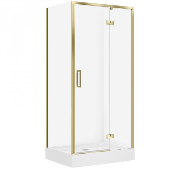 CERSANIT Kabina prysznicowa LARGA lewa 100x80x195 złota mat z brodzikiem TAKO 100x16 S4026-031
