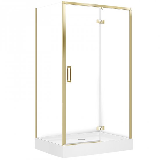 CERSANIT Kabina prysznicowa LARGA prawa 120x90x195 złota mat z brodzikiem TAKO 120x16 S4026-036