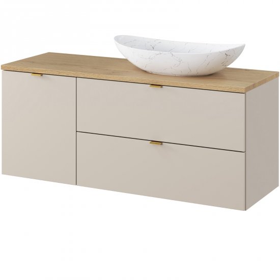 COMAD Zestaw mebli DALIA CASHMERE 2 szafki z blatem CREMONA NATURE 120 cm, umywalka LENA