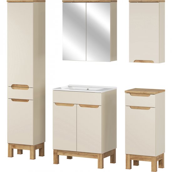 COMAD Zestaw mebli BALI CASHMERE 4 szafki, umywalka meblowa LAVA 60 cm, słupek 35 cm