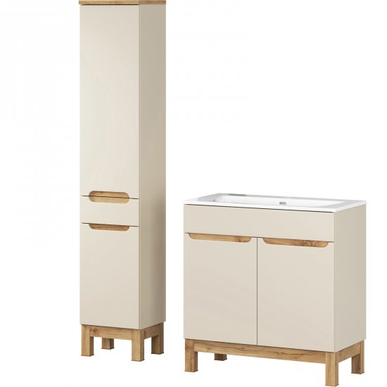 COMAD Zestaw mebli BALI CASHMERE szafka z umywalką meblową SKY 80 cm, słupek 35 cm