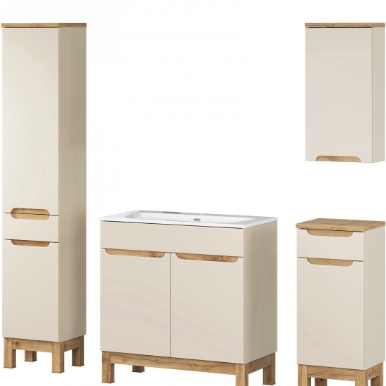 COMAD Zestaw mebli BALI CASHMERE 3 szafki, umywalka meblowa SKY 80 cm, słupek 35 cm