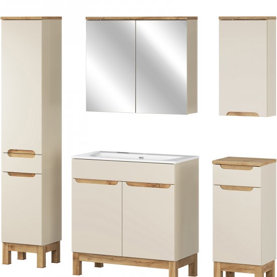 COMAD Zestaw mebli BALI CASHMERE 4 szafki, umywalka meblowa SKY 80 cm, słupek 35 cm