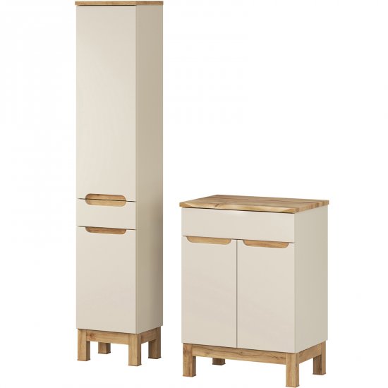 COMAD Zestaw mebli BALI CASHMERE szafka z blatem NATURE WOTAN 60 cm, słupek 35 cm