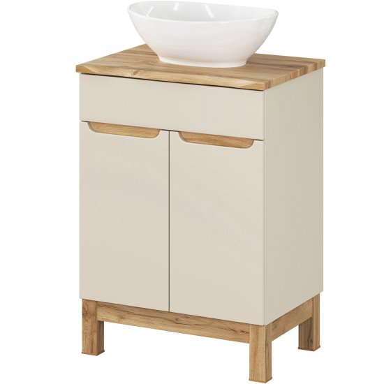 COMAD Zestaw mebli BALI CASHMERE szafka z blatem NATURE WOTAN 60 cm, umywalka nablatowa LOLA