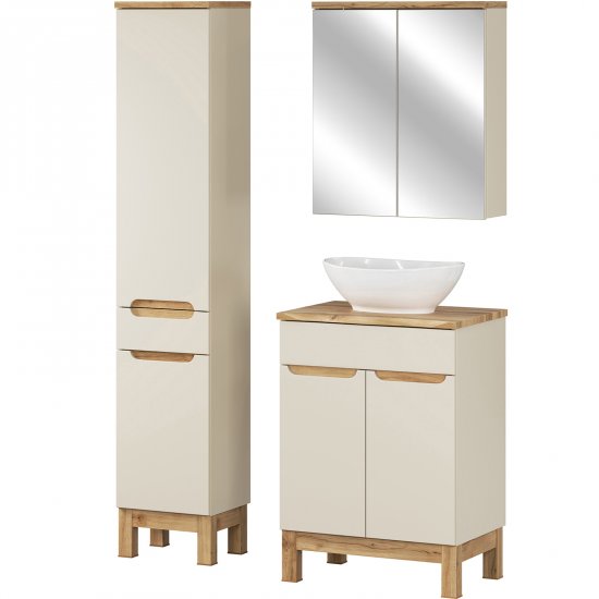 COMAD Zestaw mebli BALI CASHMERE 2 szafki 60 cm, blat WOTAN 60 cm, słupek 35 cm, umywalka LOLA