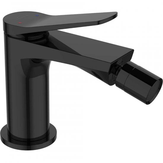 INVENA Bateria bidetowa stojąca ALONIA z korkiem click-clack czarna BB-70-004-V