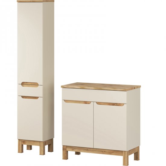 COMAD Zestaw mebli BALI CASHMERE szafka z blatem NATURE WOTAN 80 cm, słupek 35 cm