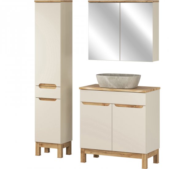 COMAD Zestaw mebli BALI CASHMERE 2 szafki 80 cm, blat WOTAN 80 cm, słupek 35 cm, umywalka ANNA