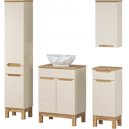 COMAD Zestaw mebli BALI CASHMERE 3 szafki, blat WOTAN 60 cm, słupek 35 cm, umywalka PATI