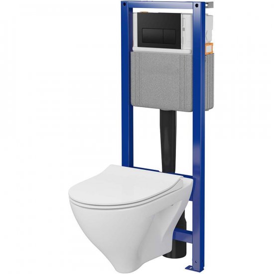 CERSANIT Zestaw podtynkowy SYSTEM 40 mech, miska MILLE z deską, przycisk czarny S701-839