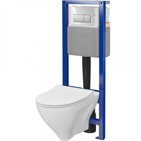 CERSANIT Zestaw podtynkowy SYSTEM 40 mech, miska MILLE z deską, przycisk chrom S701-780