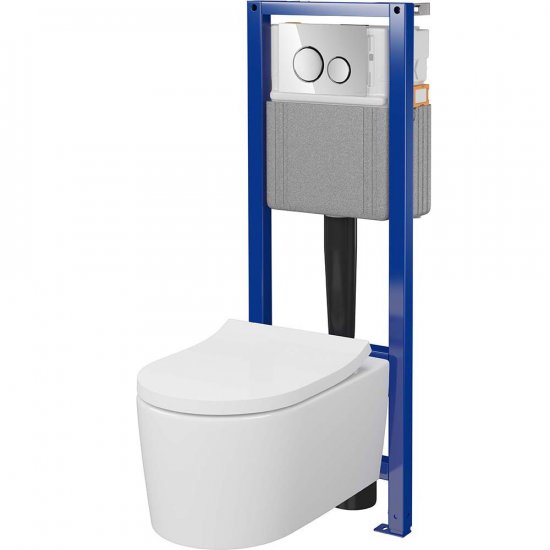 CERSANIT Zestaw podtynkowy SYSTEM 40 mech, miska INVERTO z deską, przycisk chrom S4025-002