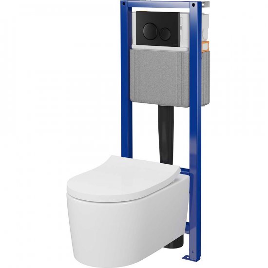CERSANIT Zestaw podtynkowy SYSTEM 40 mech, miska INVERTO z deską, przycisk czarny S4025-003
