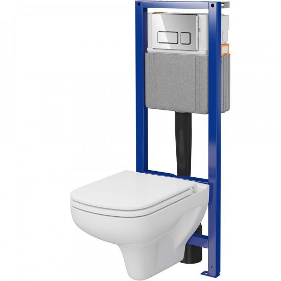 CERSANIT Zestaw podtynkowy SYSTEM 40 mech, miska COLOUR z deską, przycisk chrom S701-768