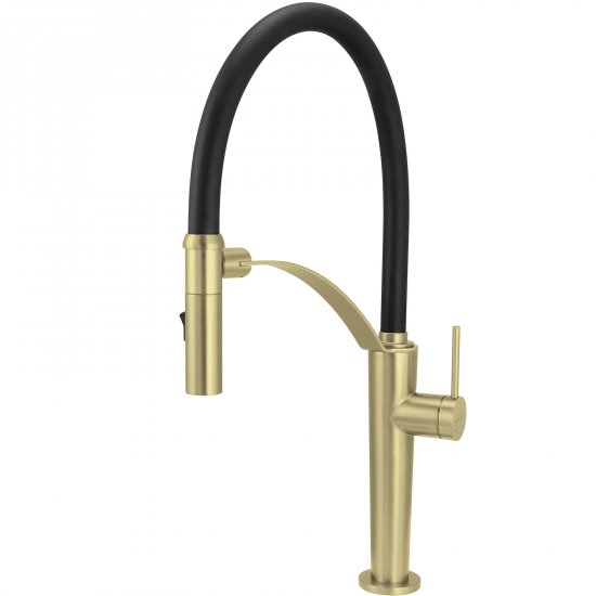 DEANTE Bateria kuchenna stojąca CORDA z elastyczną wylewką złoty szczotkowany BRC_R72M