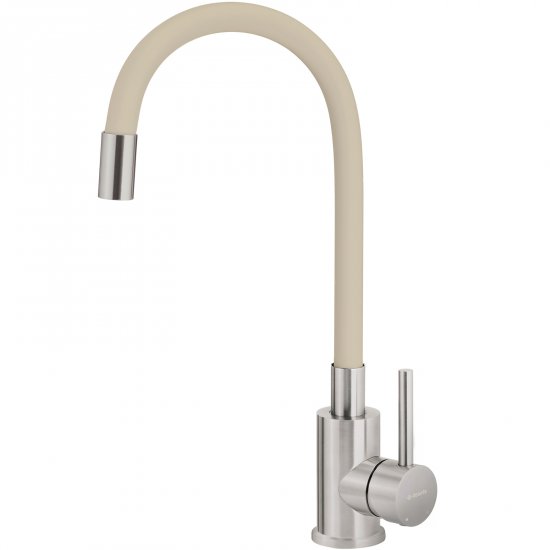 DEANTE Bateria kuchenna stojąca LUNO z giętą wylewką stal szczotkowana BOC_5720