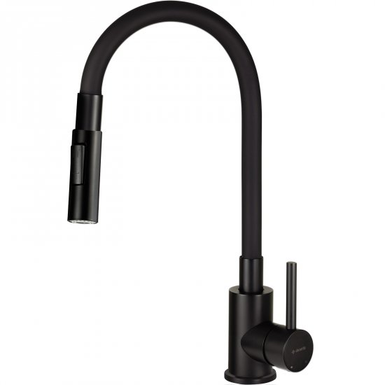 DEANTE Bateria kuchenna stojąca LUNO z giętą wylewką nero BOC_N74M