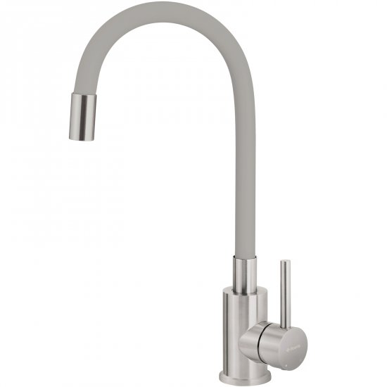 DEANTE Bateria kuchenna stojąca LUNO z giętą wylewką stal szczotkowana/szary BOC_S720