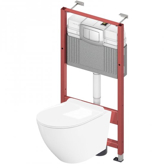 LAVITA Zestaw podtynkowy WC mechaniczny TECE BASE, miska, deska, przycisk chrom mat