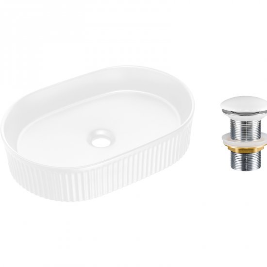 COMAD Umywalka nablatowa BEYOND 48 ceramiczna biała z korkiem Click-Clack