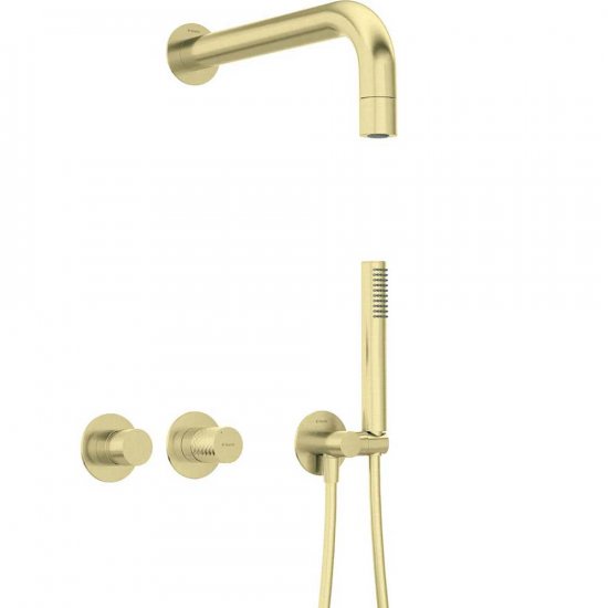 DEANTE Zestaw prysznicowy podtynkowy SILIA HEXA z baterią poziomą i główką złoto szcz. NHS_R0XK