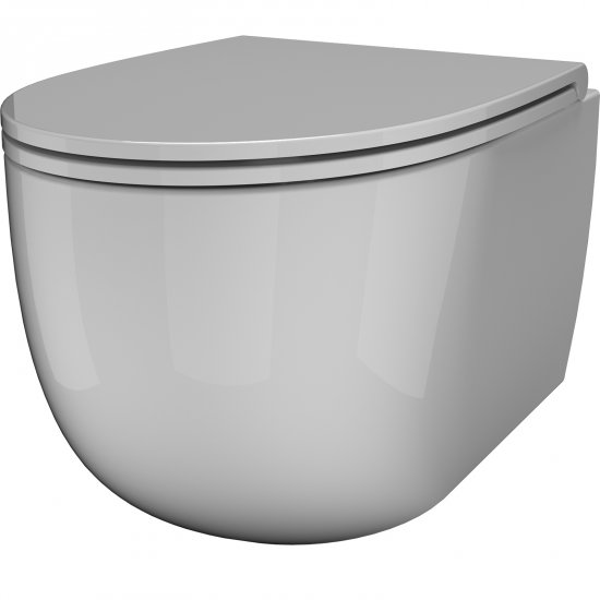 SDR CERAMICHE Miska podwieszana BULL BIANCO LUCIDO bezkołnierzowa wirowa z deską wolnoopadającą