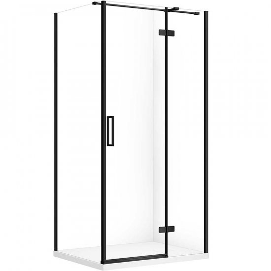 CERSANIT Zestaw kabina prostokątna JOTA prawa 100x80 czarna, brodzik TAKO SL biały mat S601-392
