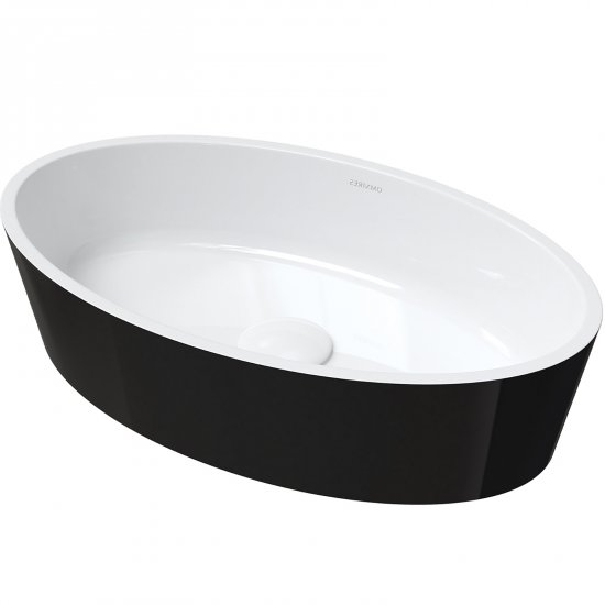 OMNIRES Umywalka nablatowa BARI M+ 50 owalna biały/czarny połysk BARI500UNBCP