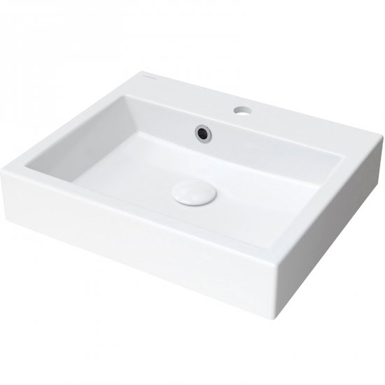 OMNIRES Umywalka nablatowa THASOS M+ 50 prostokątna z przelewem biały połysk THASOS500ZPBP