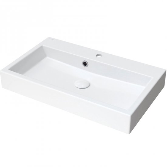 OMNIRES Umywalka nablatowa THASOS M+ 70 prostokątna z przelewem biały połysk THASOS700ZPBP