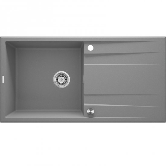 DEANTE Zlewozmywak granitowy ERIDAN szary metalik 1-komorowy z ociekaczem ZQE_S713