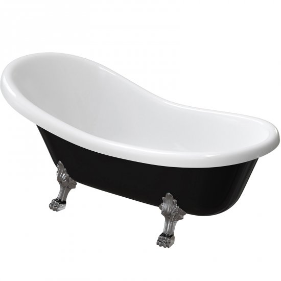 OMNIRES Wanna wolnostojąca ATENA COMFORT M+ 174x82 biały/czarny połysk ATENA174BCP