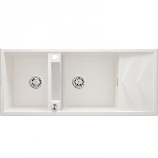 DEANTE Zlewozmywak granitowy MAGNETIC alabaster 2-komorowy magnetyczny z ociekaczem ZRM_A213