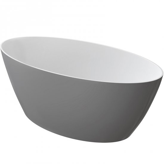 OMNIRES Wanna wolnostojąca SIENA M+ 161x81 owalna biały/szary połysk SIENAWWBSP