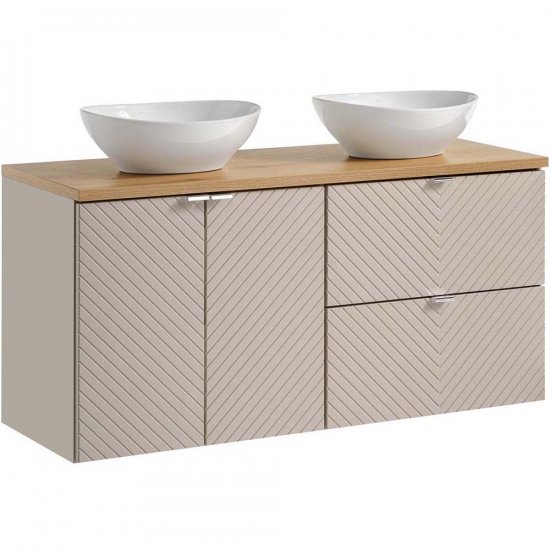 COMAD Zestaw mebli VIVA CASHMERE 2 szafki z blatem OAK 120 cm, 2 umywalki LOLA