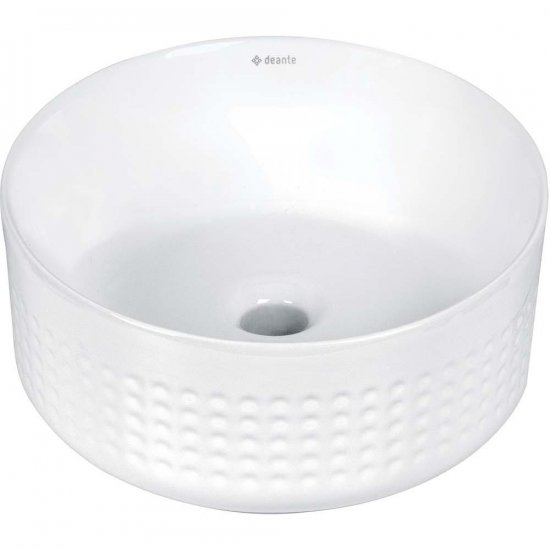 DEANTE Umywalka nablatowa SILIA HEXA 36 cm nablatowa okrągła asymetryczna biała CDX_6U3S