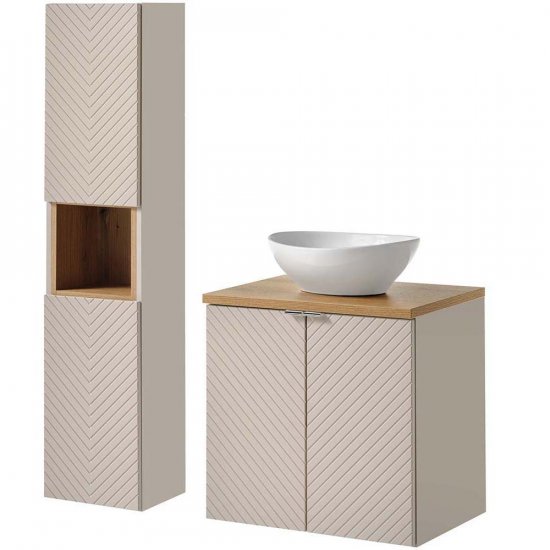 COMAD Zestaw mebli VIVA CASHMERE szafka z blatem OAK 60 cm, umywalka LOLA, słupek 30 cm