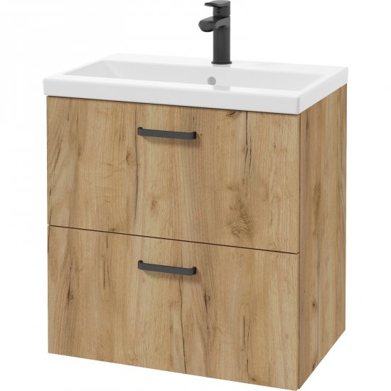 DEFTRANS Szafka PROXI z umywalką meblową wpuszczaną w blat dąb craft złoty 60 cm