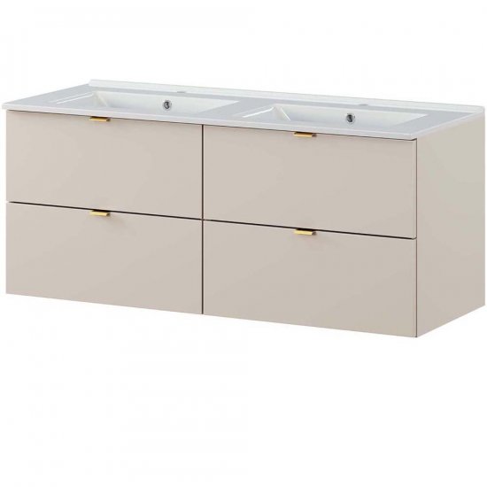 COMAD Zestaw mebli DALIA CASHMERE 2 szafki, umywalka meblowa LAVA podwójna 120 cm