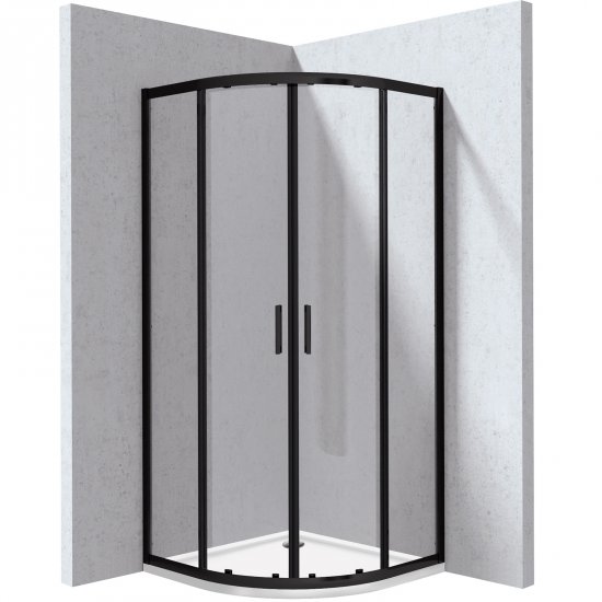 DEANTE Kabina prysznicowa FUNKIA EVO z brodzikiem półokrągła 90x90 cm nero KYPPN099P