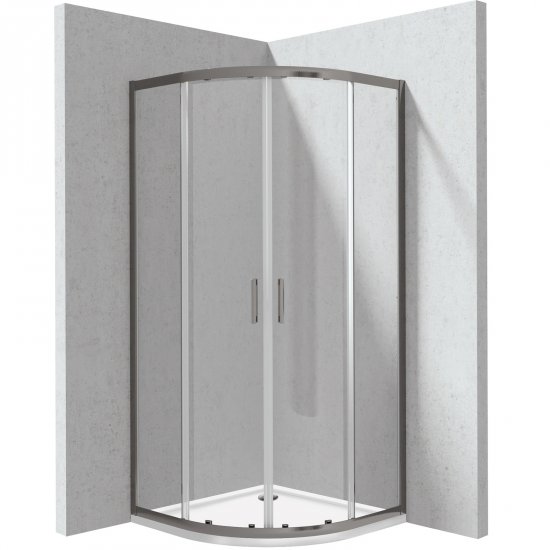 DEANTE Kabina prysznicowa FUNKIA EVO z brodzikiem półokrągła 80x80 titanium KYPPD088P