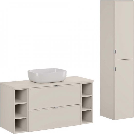 COMAD Zestaw mebli BELLA CASHMERE 3 szafki z blatem 120 cm, umywalka SMILE, słupek 35 cm