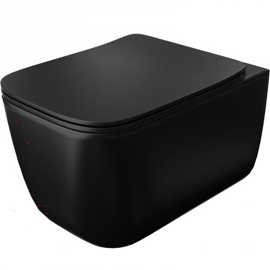 LAVITA Miska WC podwieszana VICTORY BLACK bezkołnierzowa wirowa z deską duroplastową