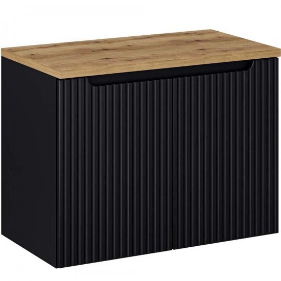 COMAD Szafka podumywalkowa z drzwiami NOVA BLACK z blatem OAK 80 cm