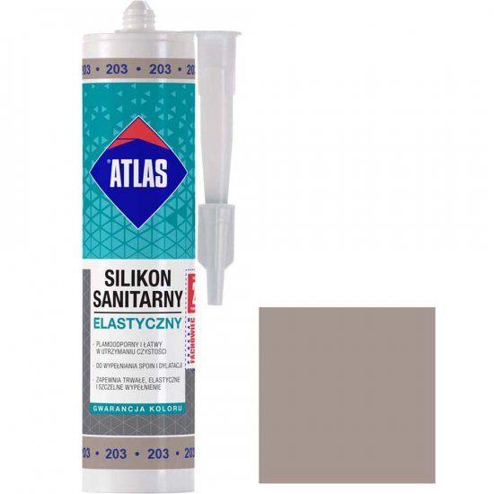 Silikon sanitarny Atlas 203 stalowy 280 ml