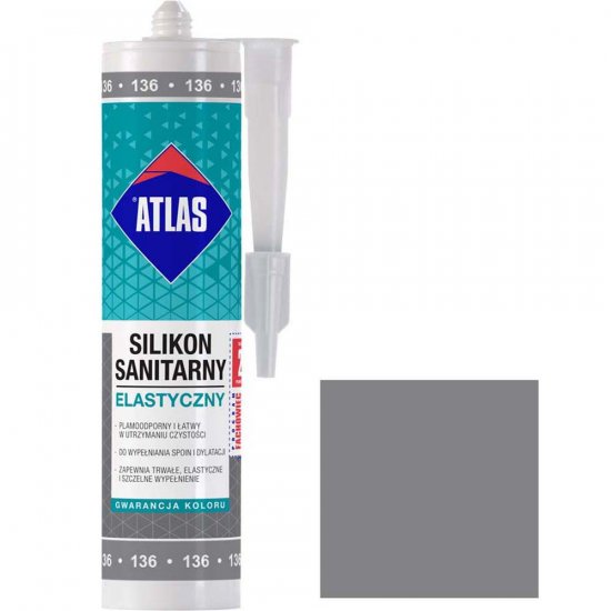 Silikon sanitarny Atlas 136 srebrny 280 ml